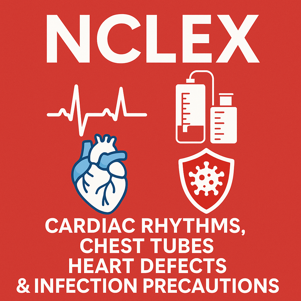 NCLEX Cardiac Rhythms, Chest Tubes & Infection Control
